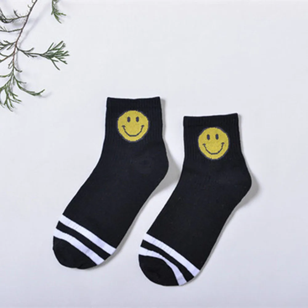 Smiley short tube striped socks comfortable breathable casual slippers socks quality autumn winter men women daily