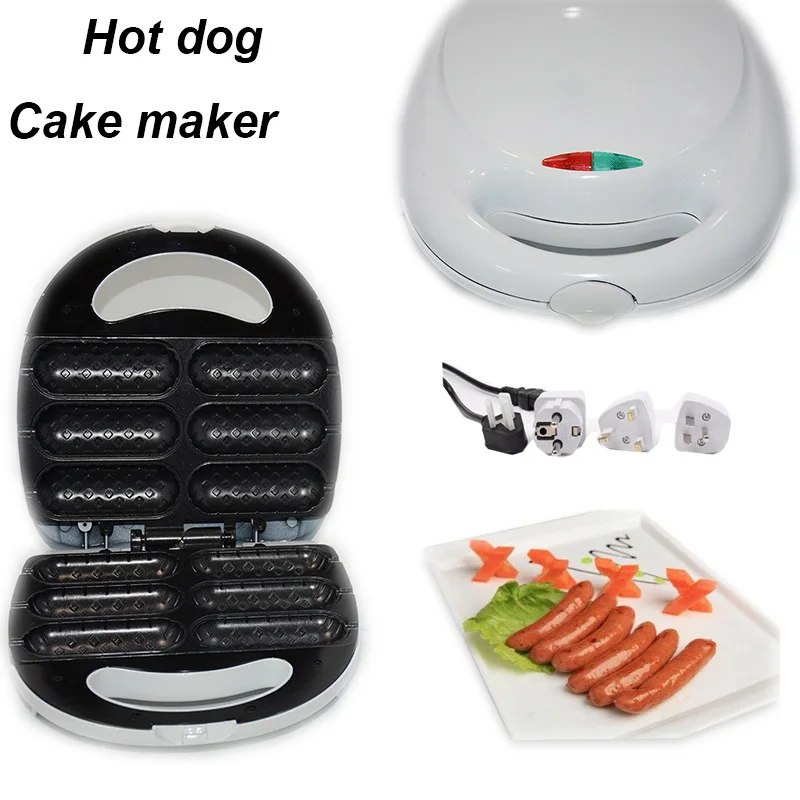 Электрическая вафельная колбасная машина 220 в ЕС, хрустящая французская палочка для хот-догов, сковорода для завтрака, жаровня, кукуруза, выпечка, гриль для барбекю