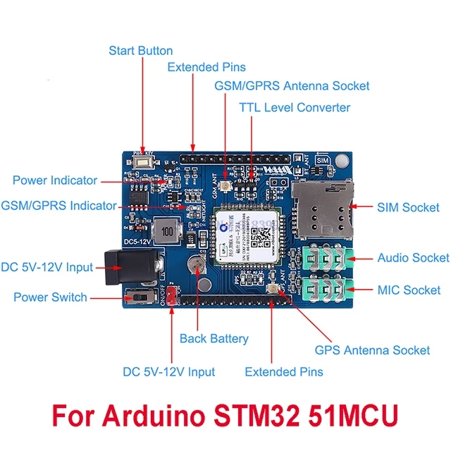 

A7-- GSM GPRS GPS 3 In 1 F21 Wireless Module 5-12V For Arduino STM32 51MCU Support Voice Short Message Universal