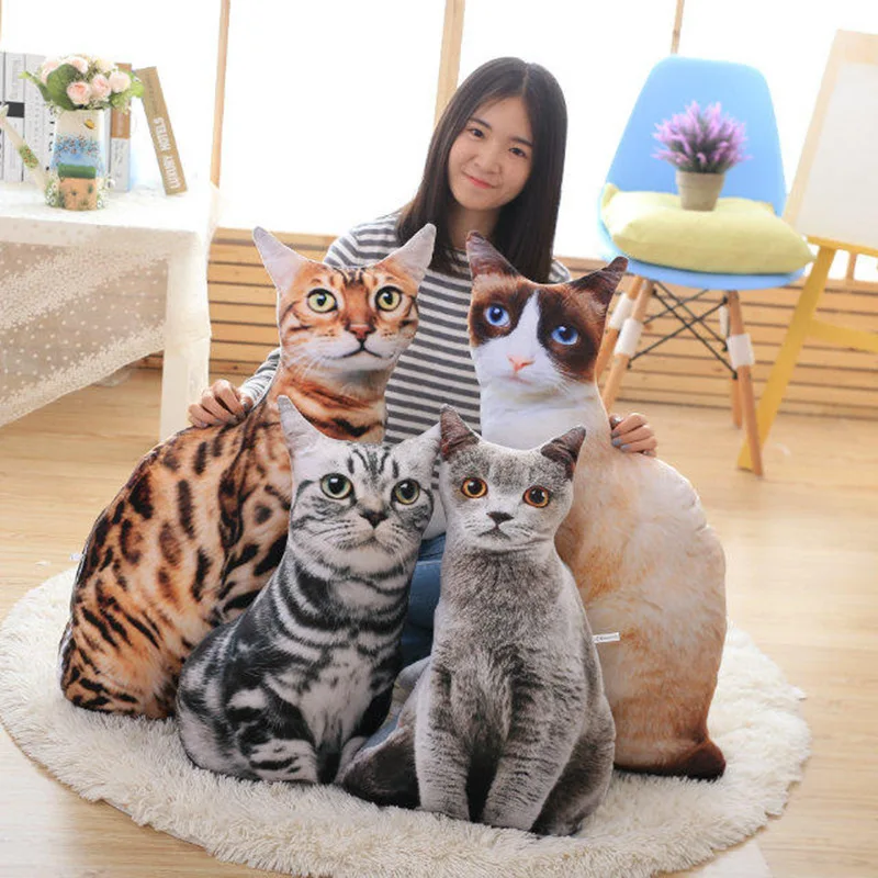 3D подушка с имитацией кошки милая моющаяся плюшевая коротким ворсом домашнее