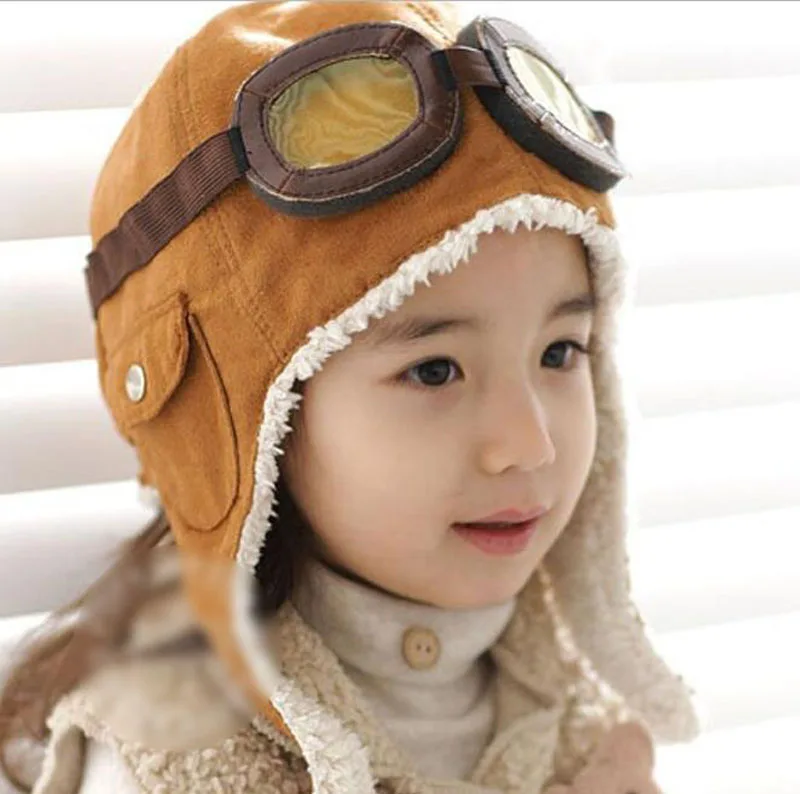 New Child Pilot Hats fashion Aviator Hat Earmuffs Beanies Kids Autumn Winter Warm Earflap Ear Protection Cap Child Party gift