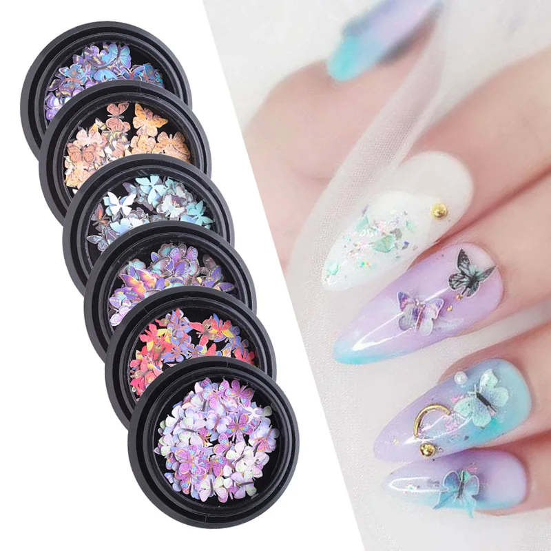 

100 Pcs/box Butterfly Sequins 3D Nail Art Decorations Emulational Design Japanese Style DIY Flakes Slices Manicure Accessories