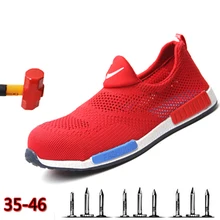 Дышащая защитная обувь со стальным носом для мужчин, легкие летние, не разбивающиеся, для пирсинга, для работы, тонкие сетчатые кроссовки для мужчин и wo мужчин