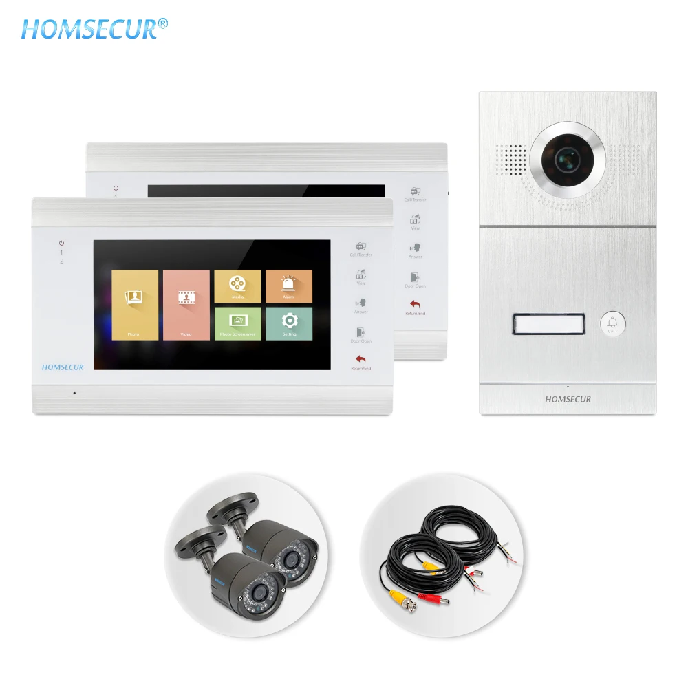 HOMSECUR " проводной Hands-free видео и аудио дверной Домашний домофон Обнаружение движения 1.3MP с водонепроницаемой наружной камерой CCTV камера