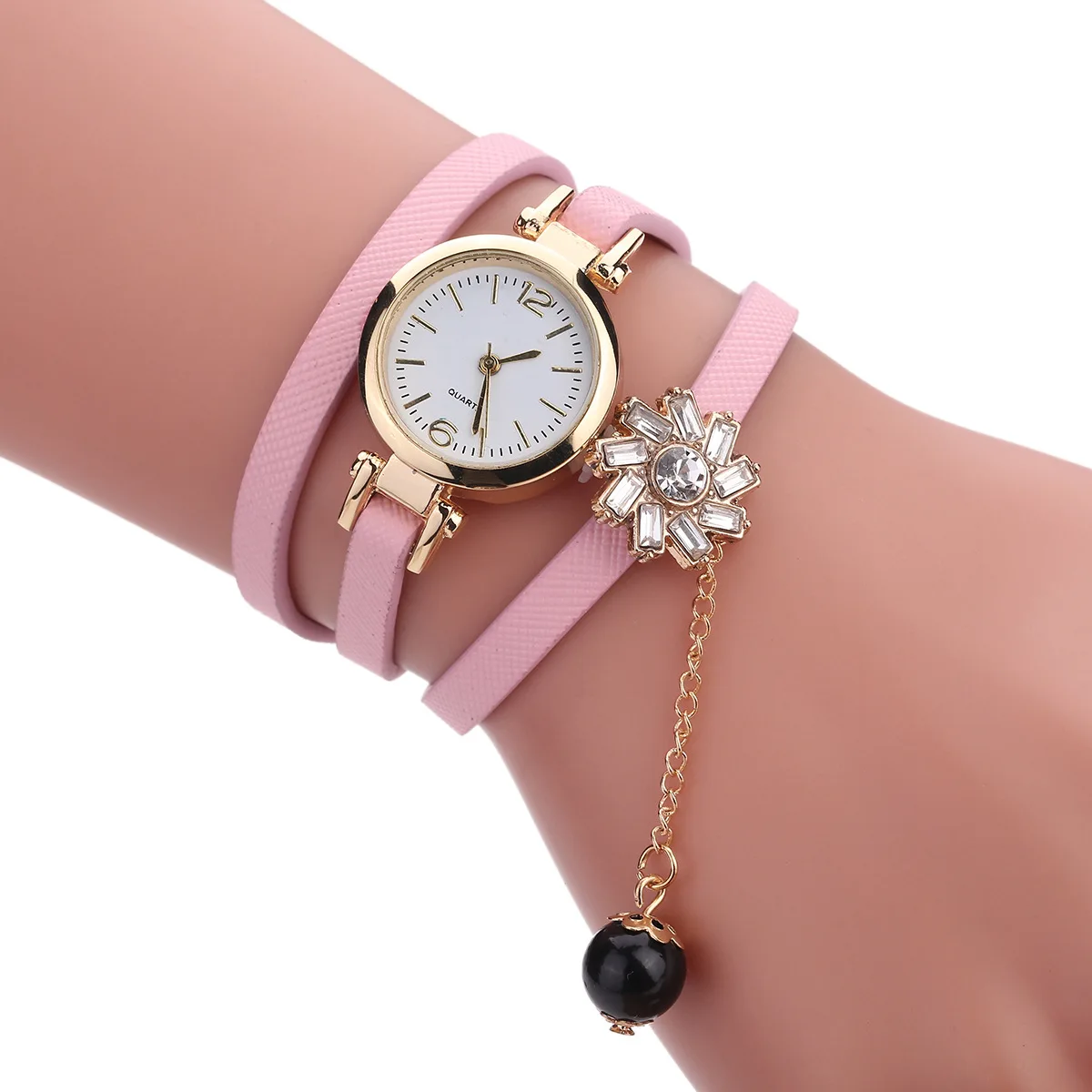 

Sloggi New Style Acrylic Pearls Pendant Bracelet Watch Three-loop Winding WOMEN'S Quartz Watch