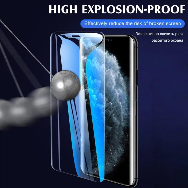 2 шт Полное клеевое УФ закаленное стекло для iphone 11 Pro X XR XS Max 7 8 6 6s PLus Защитная пленка для экрана