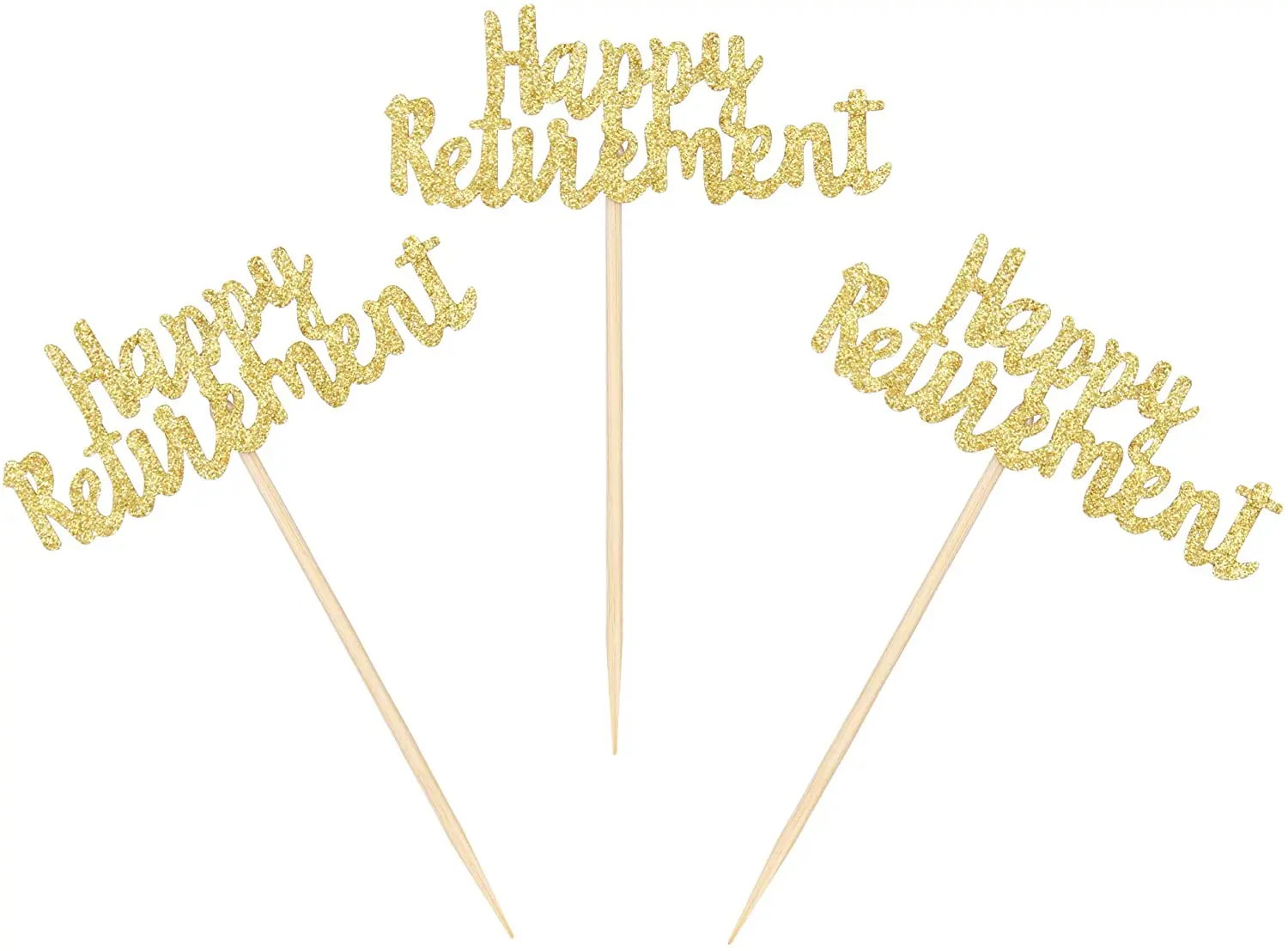 

12Pcs Glitter Gold Happy Retirement Cupcake Toppers Retired Cupcake Toppers Picks for Party Cake Decoration