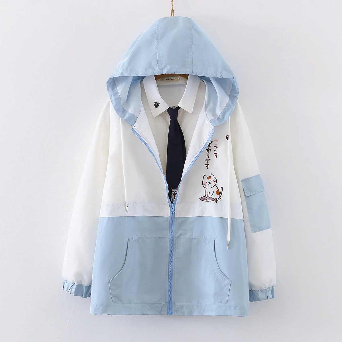 Himifashion Girls Jacket Cute Cats Embroidery Button Down Spring Autumn Short Thin Top Coat 