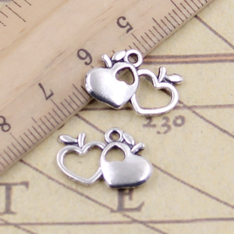 20pcs Charms Double Apple Heart 18x13mm Tibetan Silver Color Pendants Antique Jewelry Making DIY Handmade Craft | Украшения и