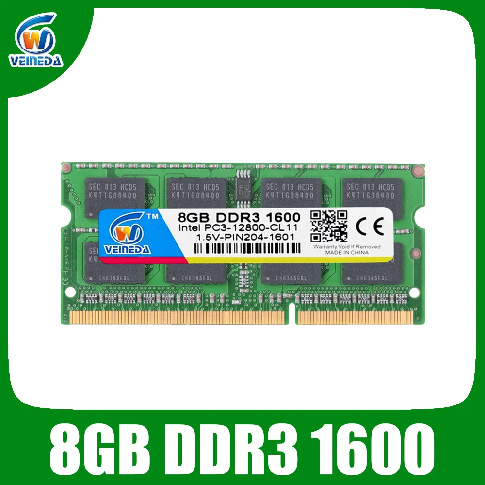 Память VEINEDA DDR3 8 Гб оперативная память Sodimm ddr 3 4 1600 1333 МГц 204pin 1 5 В для ноутбука Intel AMD