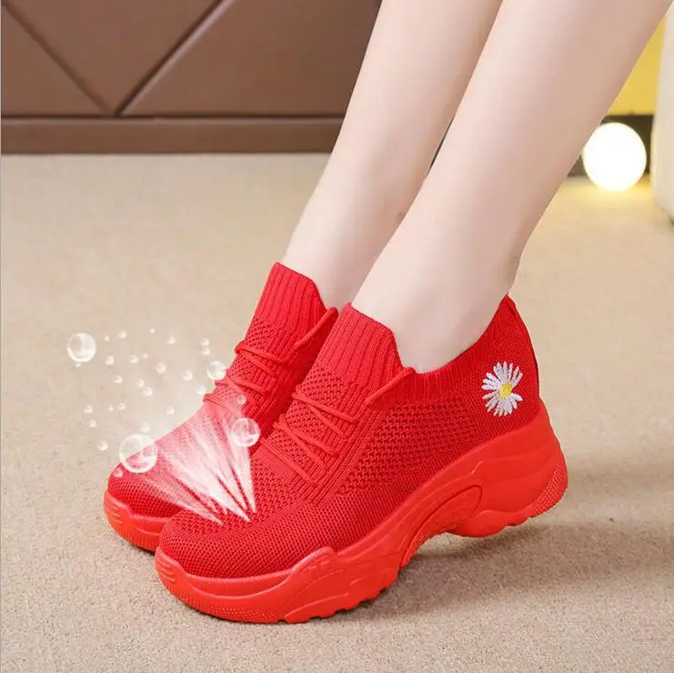 Platform sneakers shoes Women Summer Wedge sneakers shoes Breathable Mesh Spring Casual Shoes Height Increasing Woman 8260