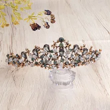 Винтажная Корона ручной работы в стиле барокко с черными кристаллами, аксессуары для свадебного торжественного платья, аксессуары для волос, свадебные аксессуары