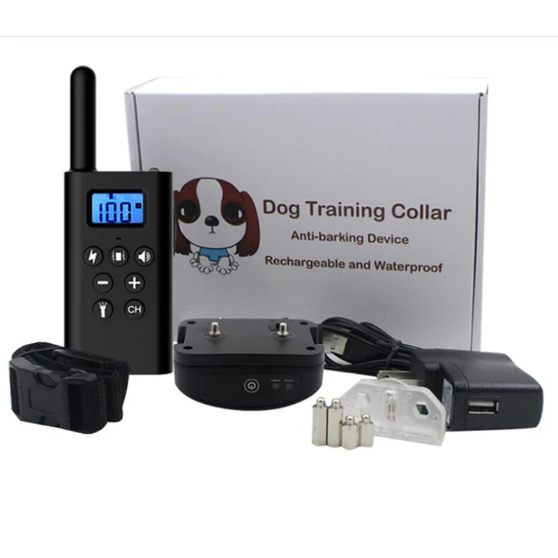 2 X ошейника для entrenamiento eléctrico para perros con Control remoto recargable a prueba de agua 800m pantalla LCD