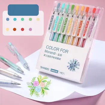 

9pcs/set Color Press Gel Pen Set 0.5mm Scrapbook Paper Office School Colors Stationery Supplies Craft Pen Multiple Color Ge F9X2