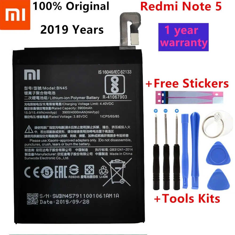 Xiao Mi BN45 Phone Battery For Xiaomi Redmi Note 5 Note5 Original Mobile Phone Batteries Free Tools