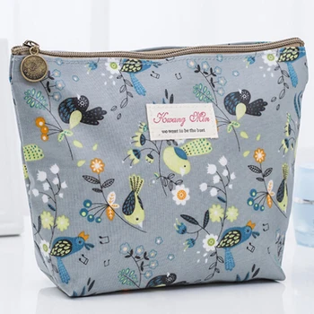 

Hot Bird Pattern Women Toiletry Cosmetic Bag Korea Style Zipper Wash Organizer Fashion Pouch Waterproof Travel Cosmetic Cases