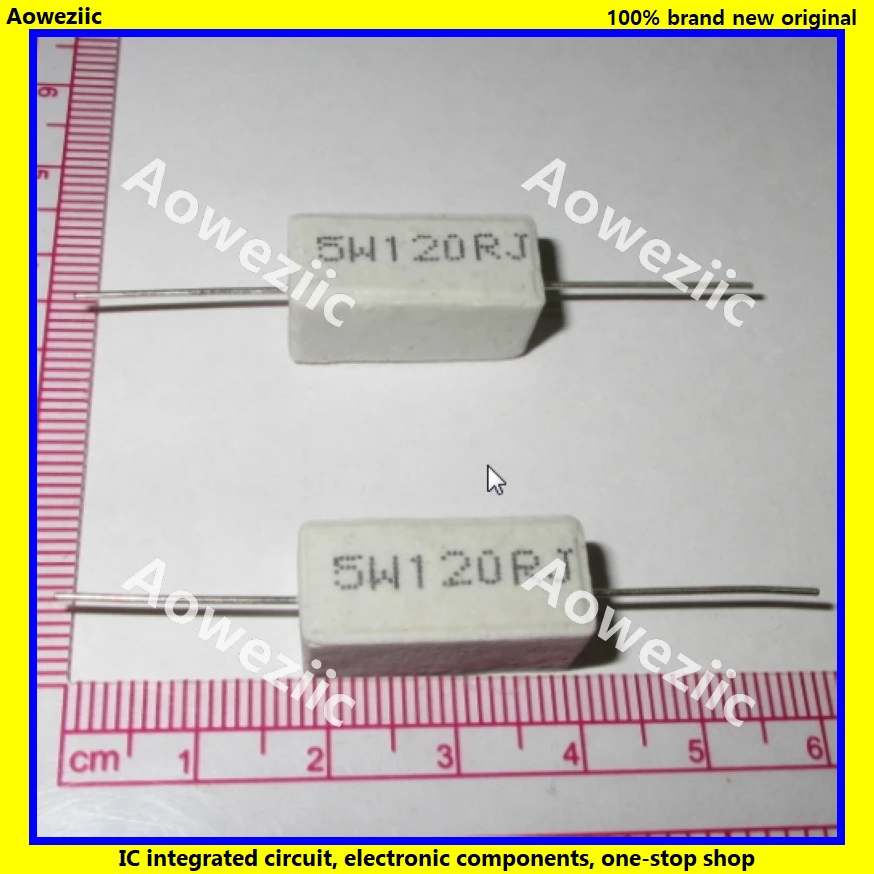 10 шт. горизонтальное сопротивление цемента RX27 5 Вт 120ohm 120R 120RJ 5W120RJ керамическое