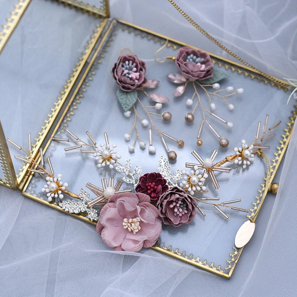 

HP190 Flower Wedding Headband Bridal Tiaras Hair Jewelry Western Fashion Bride Headdress Floral Pearl Hair Accessories Headwear