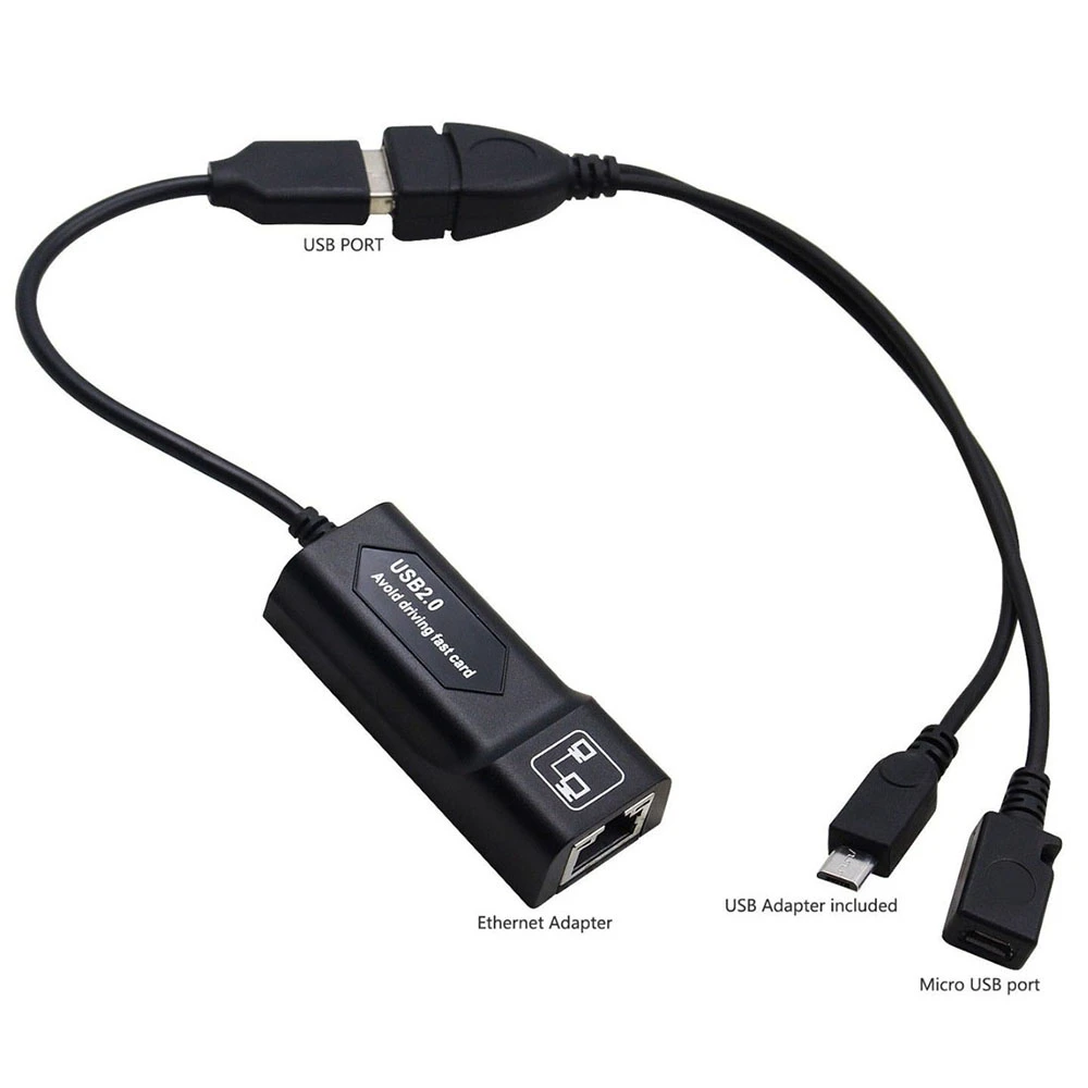 

Ethernet Adapter for AMAZON FIRE TV 3 or STICK GEN 2 or 2 STOP THE Buffering Mirco OTG USB 2.0 Adapter Combo Cable Drop Ship