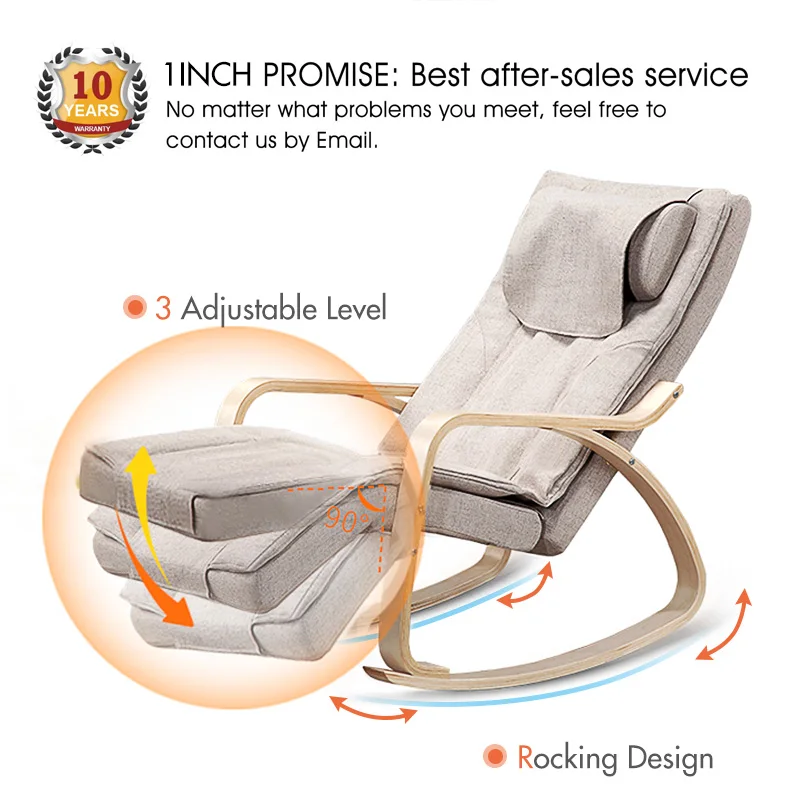 

Furgle Rocking Chair Electric Heat Folding Massage Chair for Adult Rocking Design Lounge Bed Shiatsu Recliner Easy Chair Bamboo