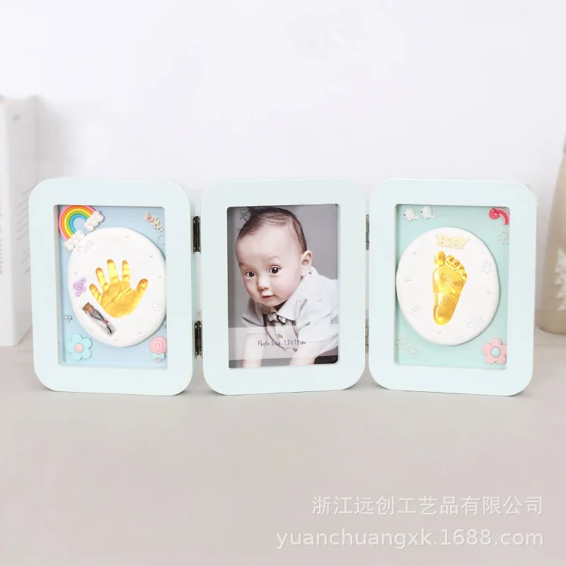 

Baby Hands And Feet Inkpad Frame Foot Inkpad Triple Frame Folding Frame Pink And Blue Newborn Baptism Tabletop