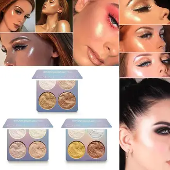 

CmaaDu 4 Colors 1Pc Makeup Natural Glitter Highlighter Shimmer Contour Eyeshadow Face Palette Cosmetic Repair T4W7