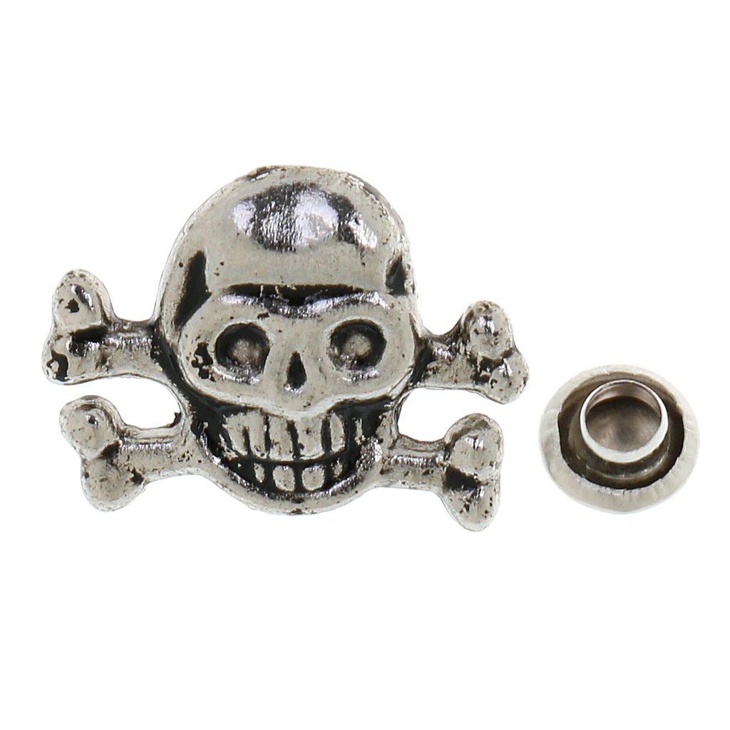 20 Sets Antique Metal Punk Skull Studs Rivets for Leathercraft Eyelet DIY Bags Leather Bracelet Clothes Accessories