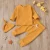 3шт Baby Girls Boy Waffle Pattern Suit Set, Сплошной Круглый Вырез Пуловер С Длинным Рукавом+ Брюки+ Шляпа, Желтый/Синий/Коричневый/Белый