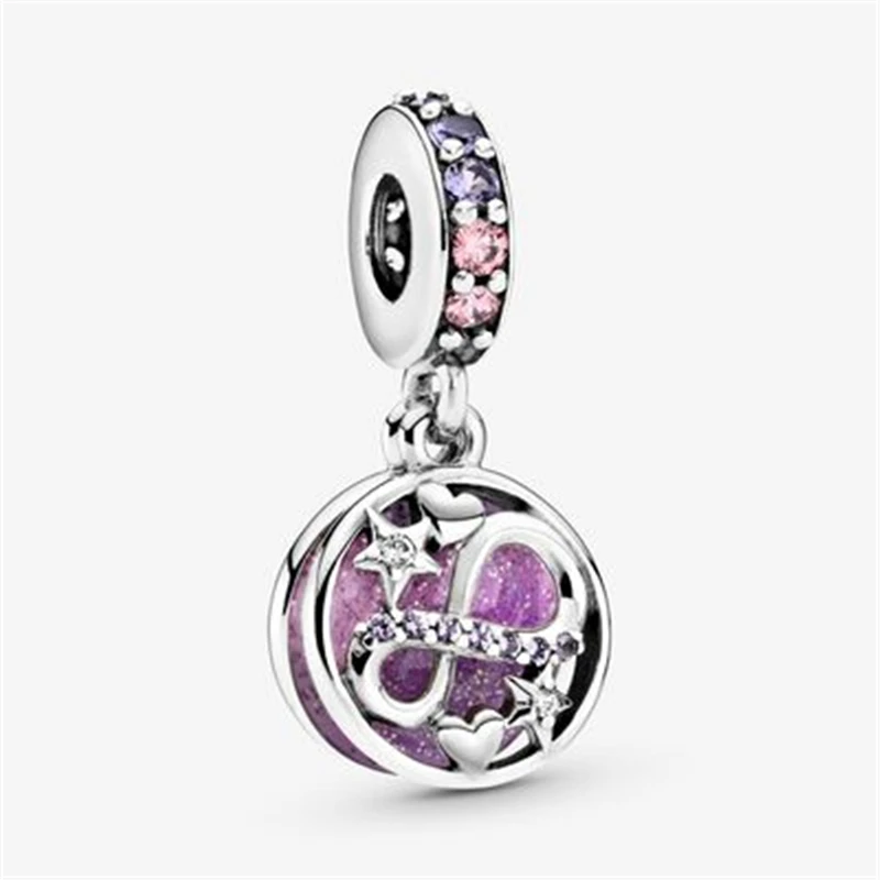 

original Real 925 silver Beads European 1:1 Glittering Infinity Hearts & Stars Dangle Charm fit Pandora bracelet women jewelry