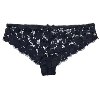 

5pcs Pack Sexy Lace Panties for Women Thongs Underwear Low Waist Transparent Fashion Girl Panties Briefts Knickers Dark Blue