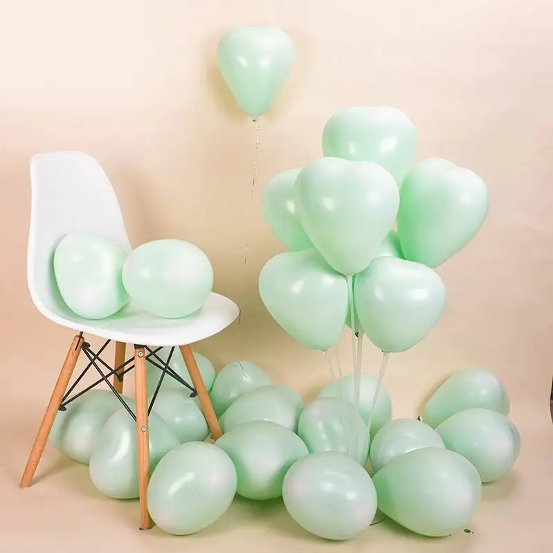 10pcs 10inch Macaron Heart Balloons Happy Birthday Helium Latex Balloon Wedding Party Decoration Event Party Supplies - Цвет: green
