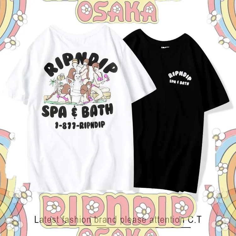 

Europe And America Popular Brand Ripndip Cheap Cat Beauty SAP Cheap Cat Pure Cotton Versatile Casual Men And Women Celebrity Sty