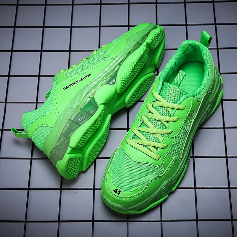 Мужские осенние уличные кроссовки зеленые желтые стильные спортивные кроссовки дышащая Спортивная обувь для улицы Прогулочные кроссовки мужские