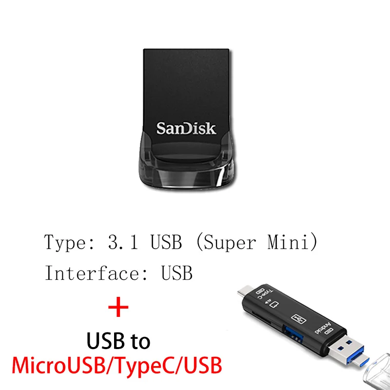 Sandisk USB 3,1 мини-накопитель 128 Гб 64 ГБ 32 ГБ 256 ГБ USB флеш-накопитель 32 64 128 16 ГБ флеш-накопитель USB флеш-накопитель диск на ключ памяти - Цвет: CZ430 Y211