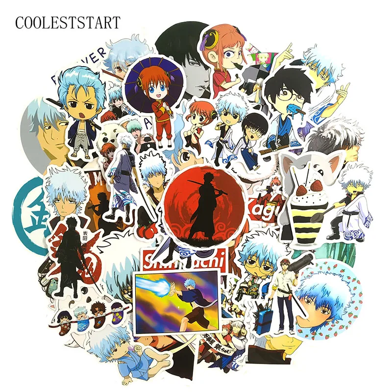 

50Pcs/set Funny GINTAMA Stickers Kids Classic Toys For Motorcycle Skateboard Laptop Refrigerator Suitcase Diary Anime Sticker