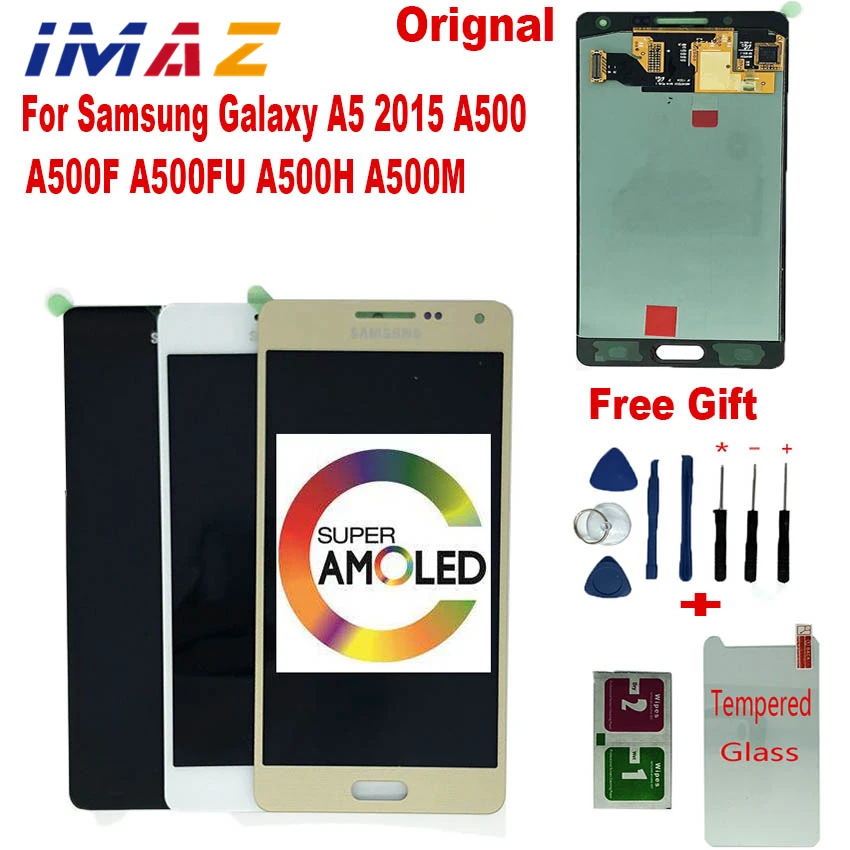 

IMAZ Original AMOLED 5" LCD For Samsung Galaxy A5 A500 A5 2015 A500F A500FU A500H/M LCD Display Touch Screen Digitizer Assembly