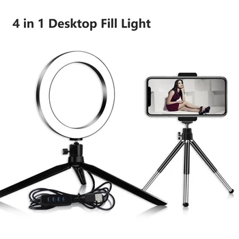 

NEW Dimmable Selfie LED Ring Light USB Plug Video Light Photography Light Ring With Tripod For Youtube Makeup Phone