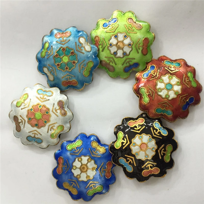 Handcrafted Colorful Enamel Filigree Large Loose Bead Chinese Cloisonne Copper Accessories DIY Jewelry Making Necklace Pendants