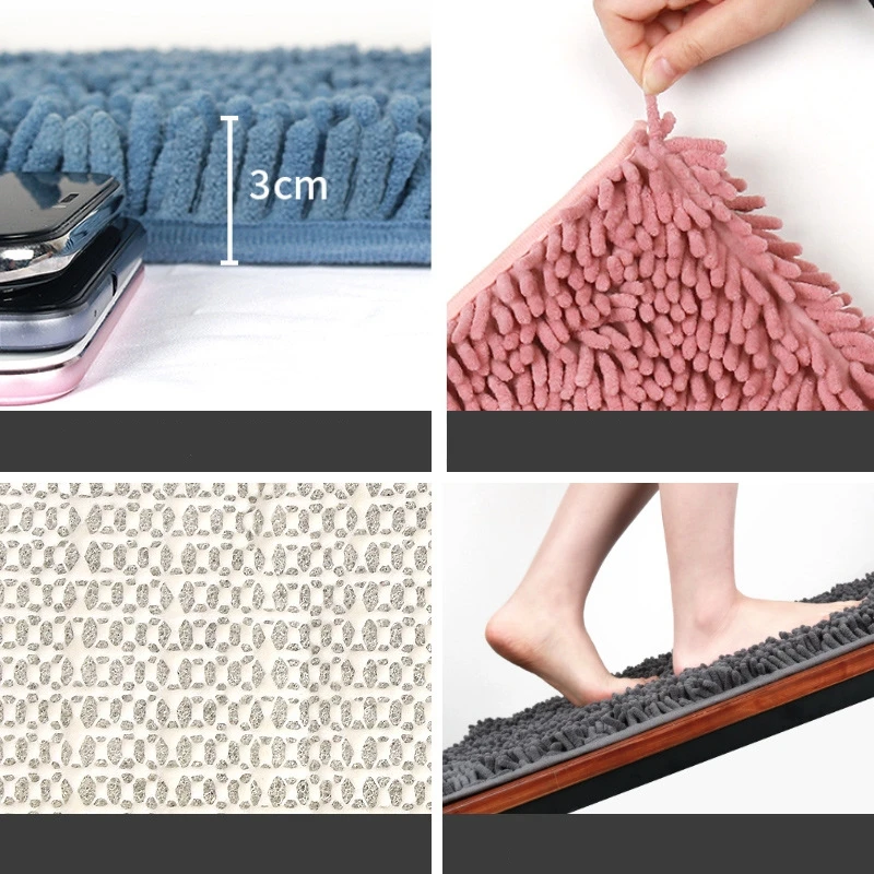 Large Size Chenille Bathroom Mat  Bath Carpest Bathtub Bed Side Feet Pad Toilet Floor Rugs Kitchen Doormat Non-slip Solid Color 4