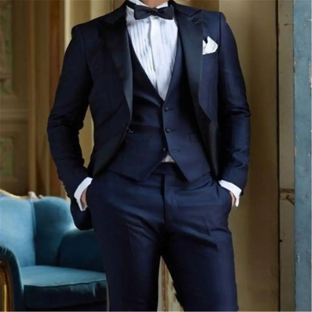 Nuevo 2020 Azul Marino Trajes Para Hombres Boda Novio Hombre Traje Esmoquin Hombre Terno Masculino Blazers Para Hombre 3 Piezas Chaqueta Pantalon Chaleco Aliexpress