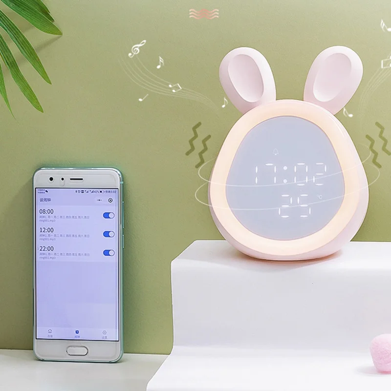 

Youpin Smart Alarm Clock Child Cartoon Alarm Wake Up Digital Display Clock APP Control Smart Wake Up Light Workday Alarm Clock