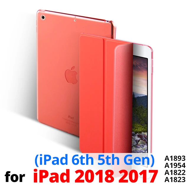 Чехол для iPad 9,7 6th 5th Generation чехол Тонкий Магнитный Флип-Стенд PU кожаный смарт-чехол для iPad Air 1 2 Funda Coque - Цвет: Red-2018 2017 9.7