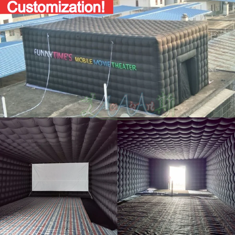 10x5.2x3.6m Customized Giant Inflatable Black Cinema Tent Model Movie Tunnel Marquee With Screen For Outdoor Events | Дом и сад