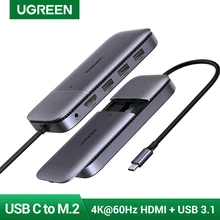 UGREEN USB C HUB USB Typ C 3,1 zu M.2 B-Schlüssel HDMI 4K 60Hz USB 3,1 10Gbps USB C HDMI HUB Splitter für MacBook Pro HUB