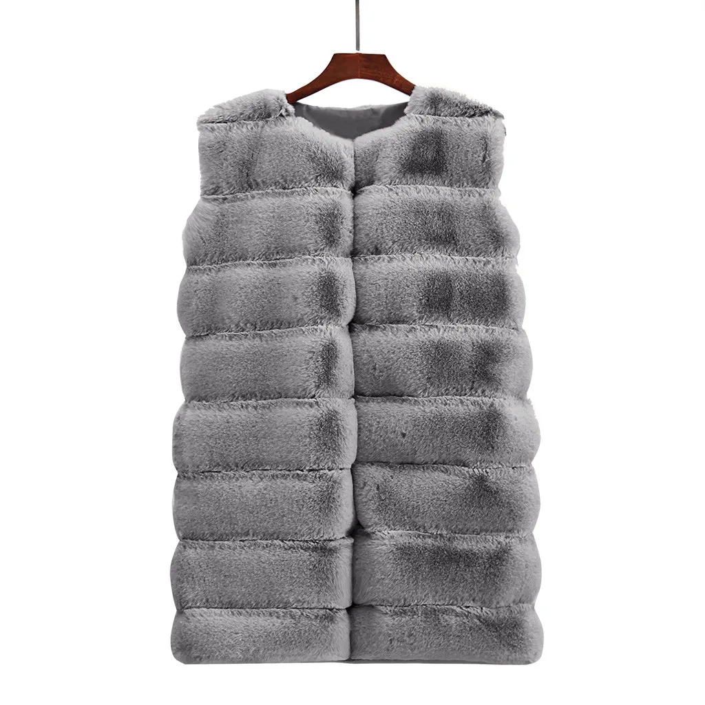 JAYCOSIN, Женское пальто, модное, для женщин, искусственный мех, жилет, без рукавов, однотонный, длинный, тело, теплая куртка, пальто, верхняя одежда