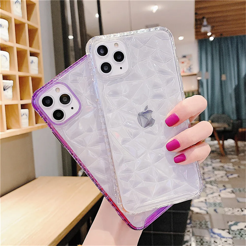 Moskado прозрачный чехол с алмазной текстурой для iPhone 11 Pro X XR XS Max 7 8 Plus Прозрачный Мягкий ТПУ силиконовый чехол-накладка ярких цветов