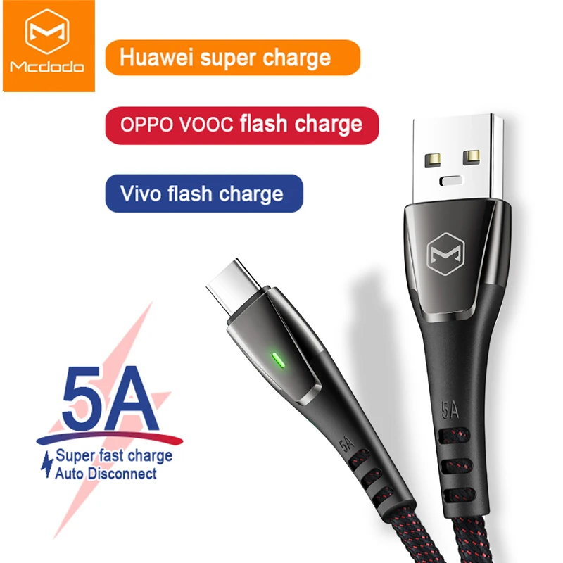 Супер быстрая зарядка Mcdodo 40 Вт USB Type C 5A для Huawei 4A флэш VOOC OPPO Find X R17 VIVO кабель