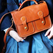 EUMOAN винтажная Диагональная Сумка через плечо художественная Сумка Кожаная Мини сумка кожаные сумки ручной работы