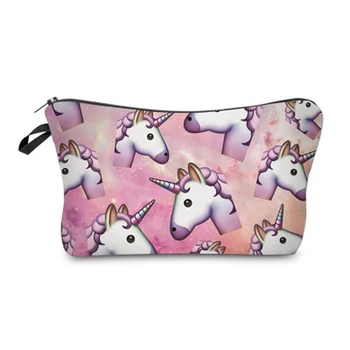 

Women Cosmetic Bag 3D Printing Unicorn Small Makeup Bag For Travelling Storage Necessaries