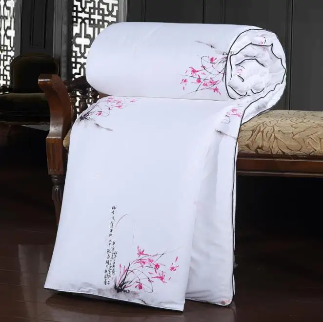 

Good Quality Chinese Silk Comforter 100% Mulberry Silk Filler Silk Quilt Thick Natural Winter&Autumn Warm Bed Blankets